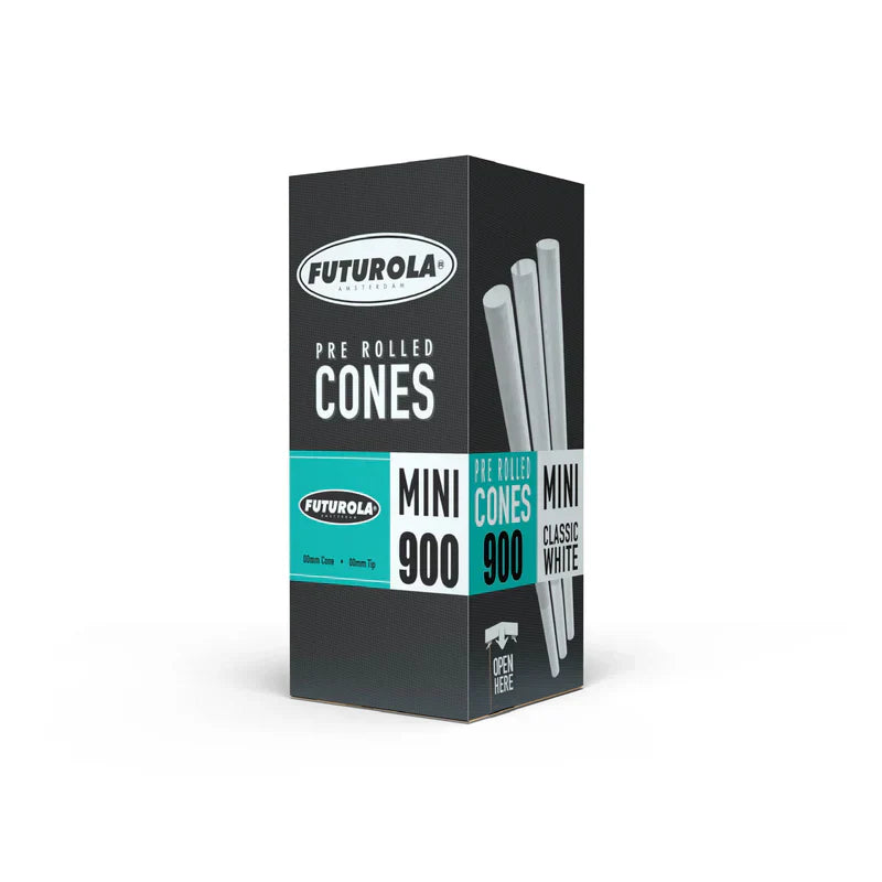 Slender paper cones inside a box shown in front of a white background.