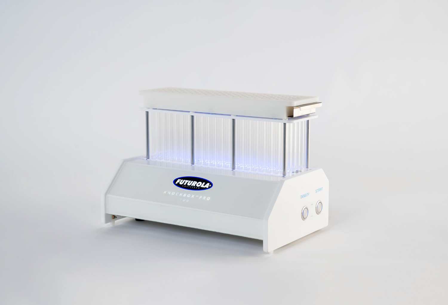 High-volume pre-roll machine by FUTUROLA displayed in front of a plain white backround.