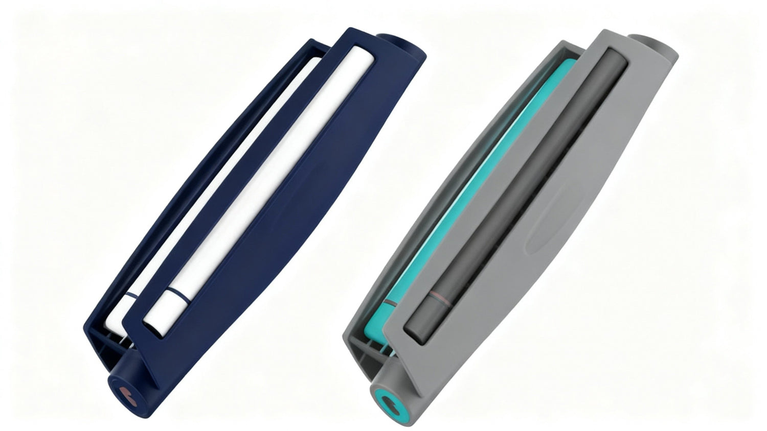 Manual cone roller devices in blue and gray