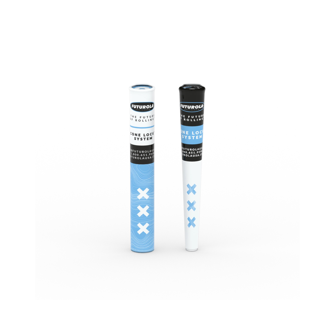 Cone Lock Storage Tubes for pre-rolled cones in two colors, designed for secure and portable storage with a reliable locking system.