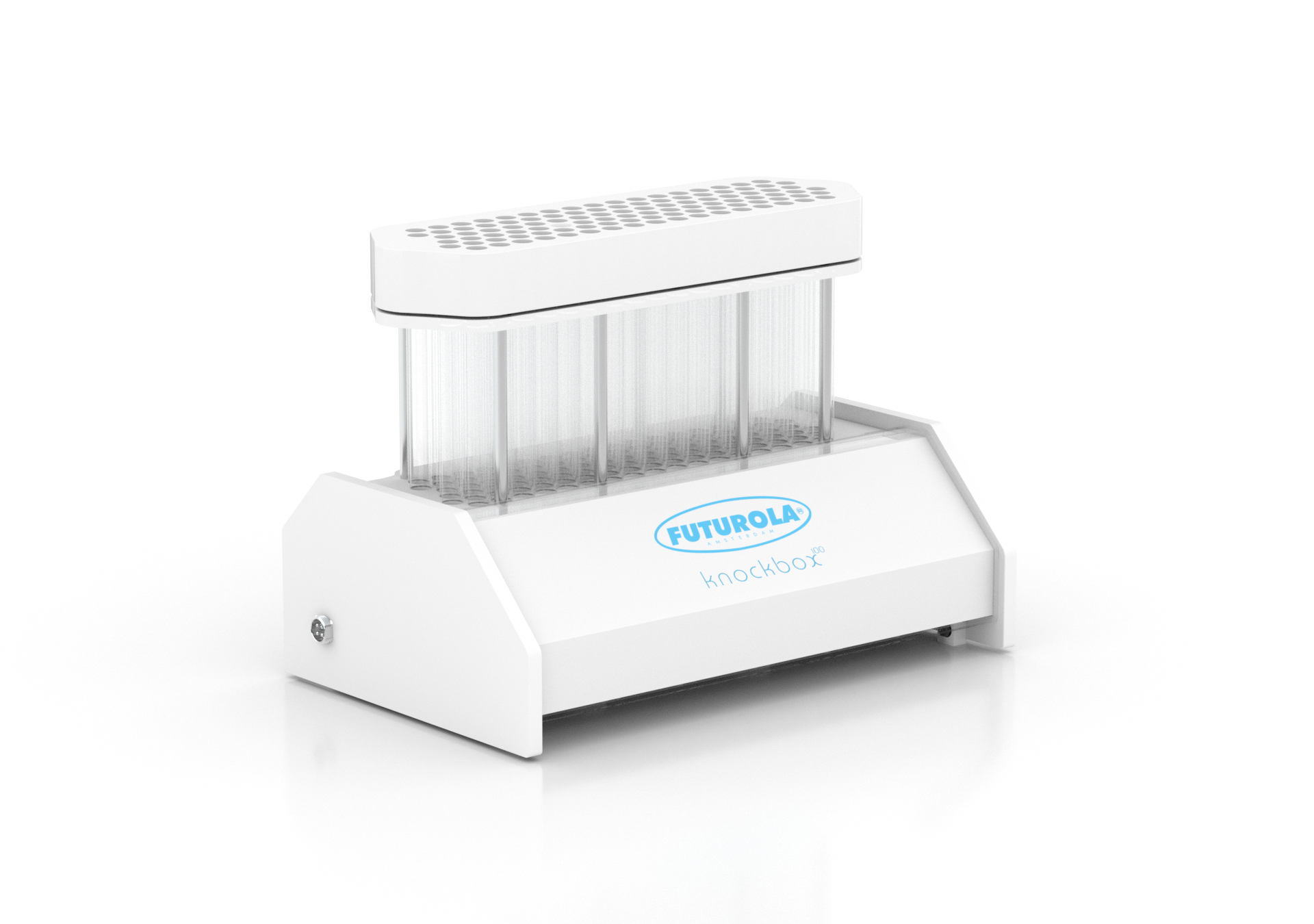 Knockbox 100 pre-roll filling machine with clear loading compartment and sturdy base, designed for efficient pre-roll production.