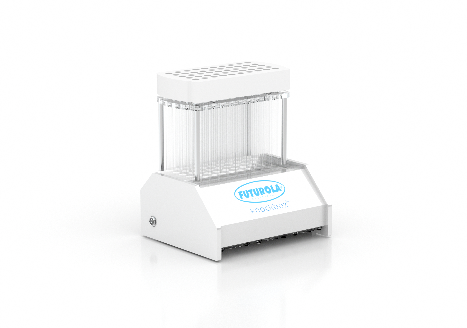 Knockbox 50 pre-roll filling machine with transparent hopper, designed for efficient and precise filling of pre-rolled cones in the smoking accessory industry.