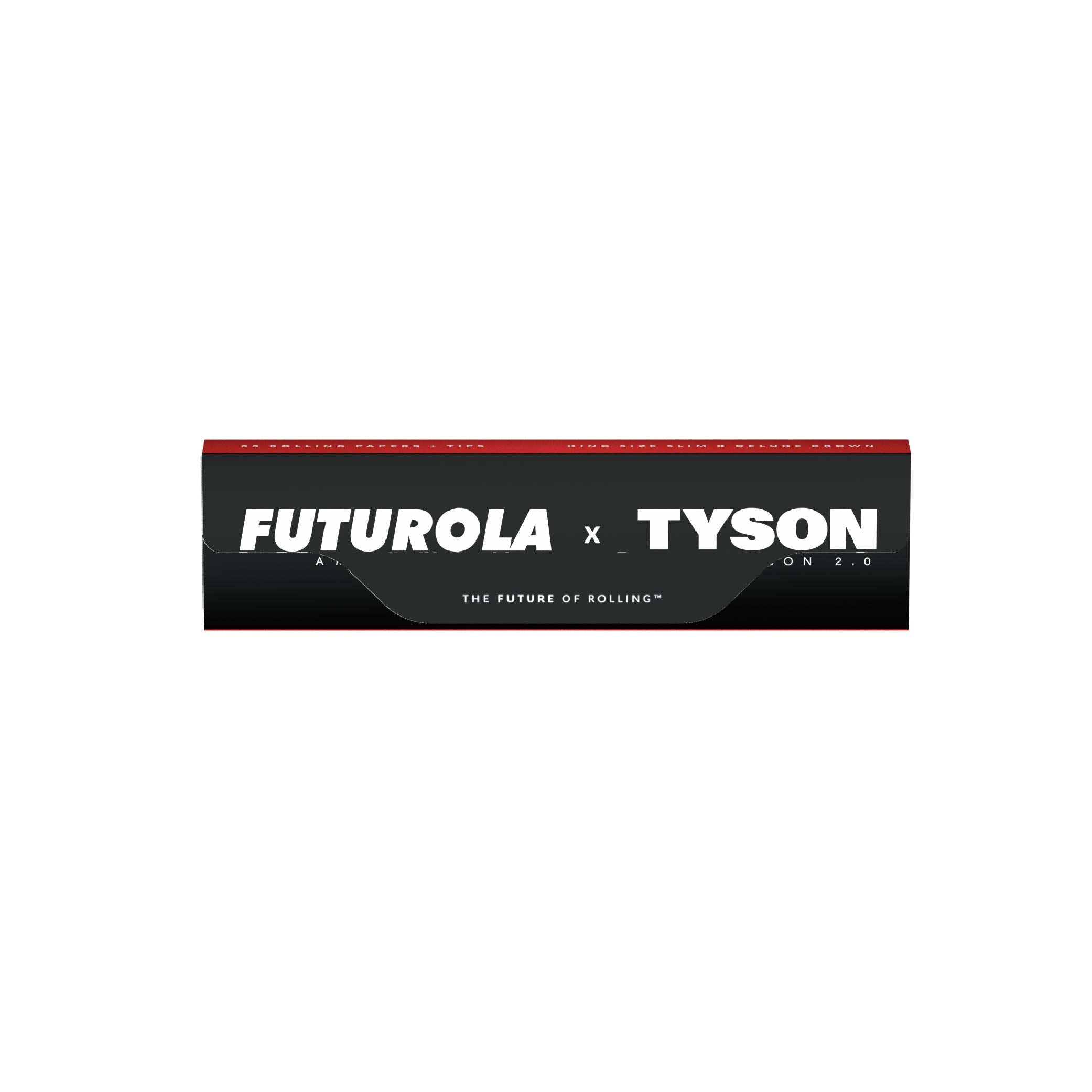 King size rolling papers with tips from the Futurola x Tyson collaboration, designed for a smooth smoking experience and easy rolling.