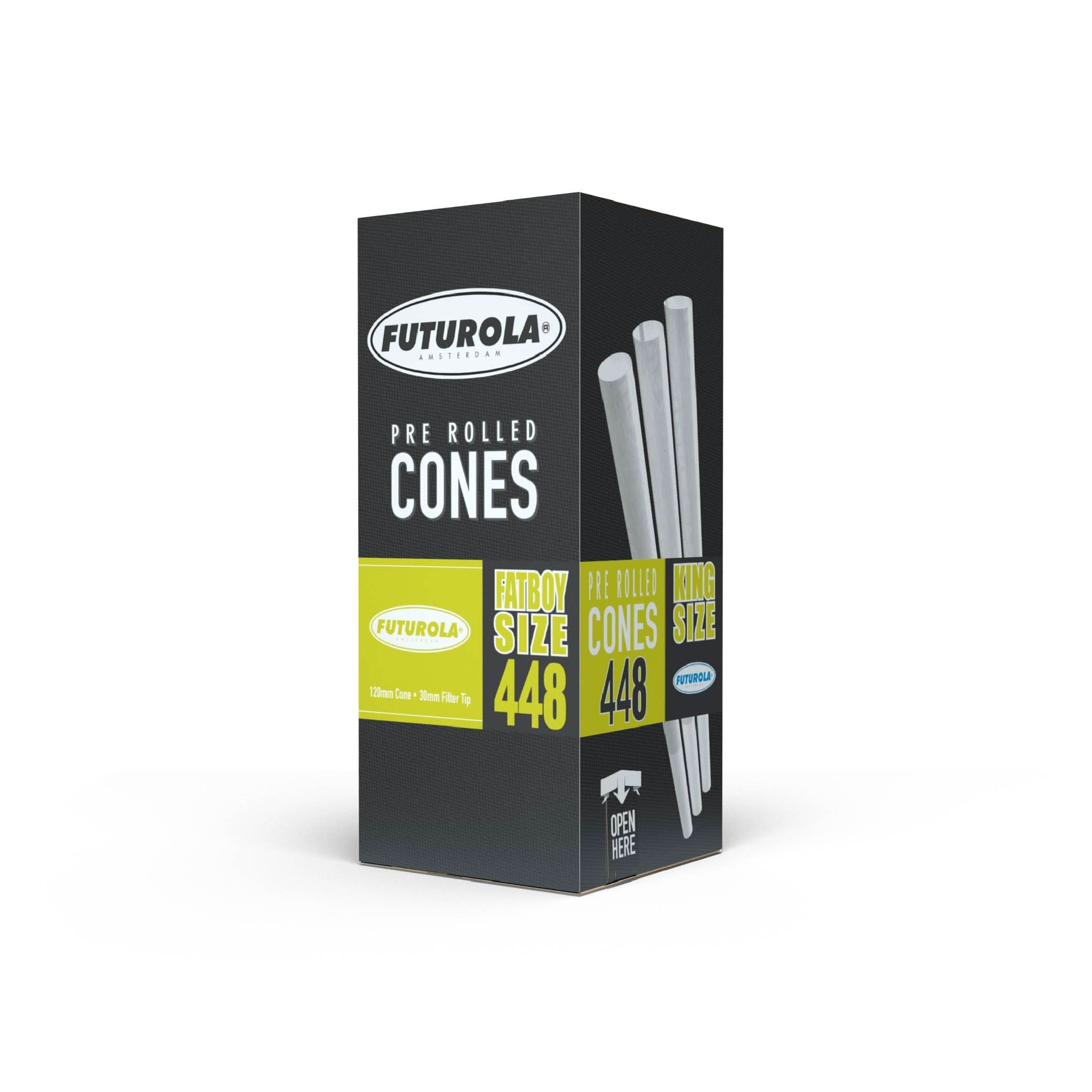 Fatboy pre-rolled cones, 120mm size with 30mm filter tip, ideal for a smooth smoking experience, packaged for easy use and convenience.