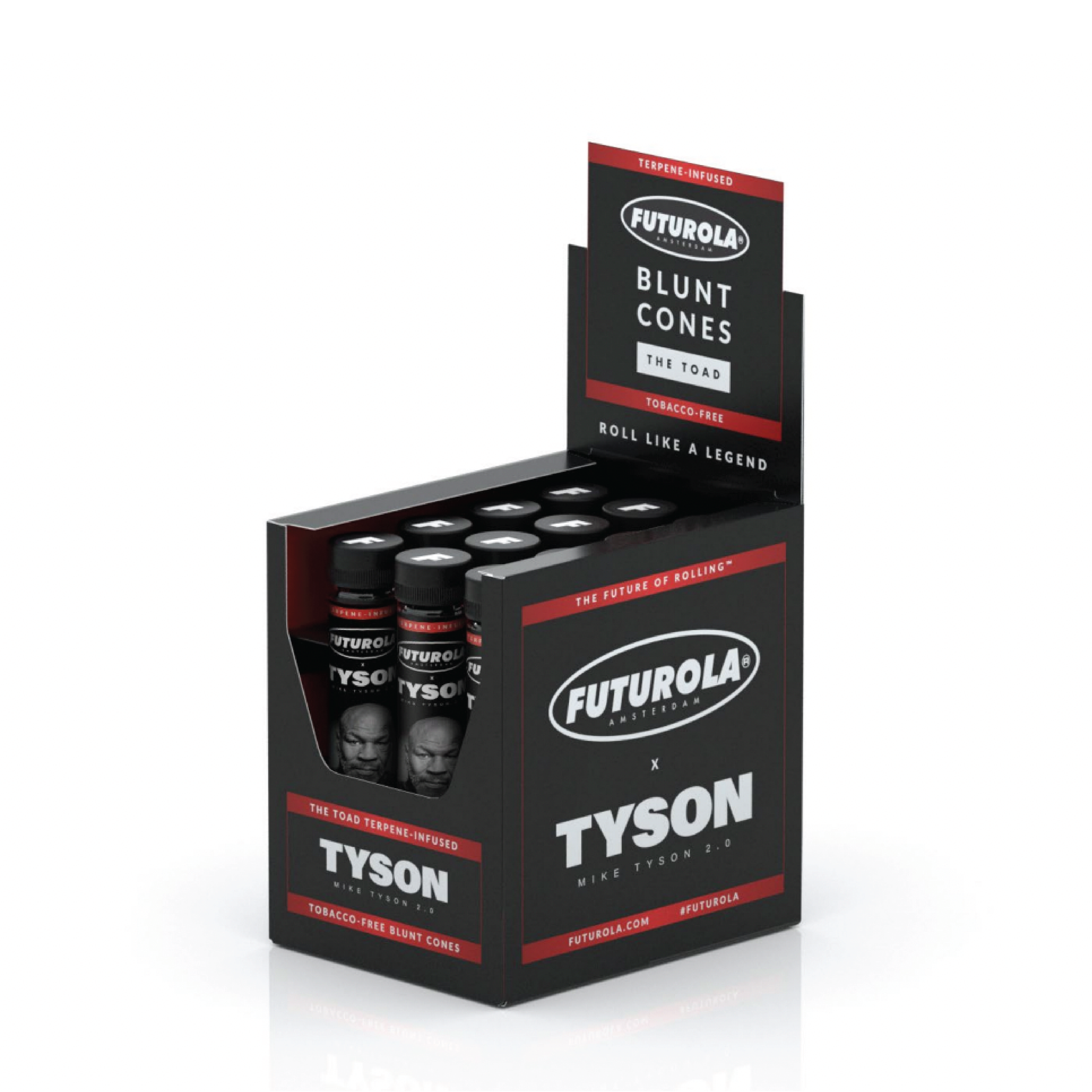 Tyson Blunt Cones featuring terpene-infused, tobacco-free wraps, and collaboration with Mike Tyson for a premium rolling experience.