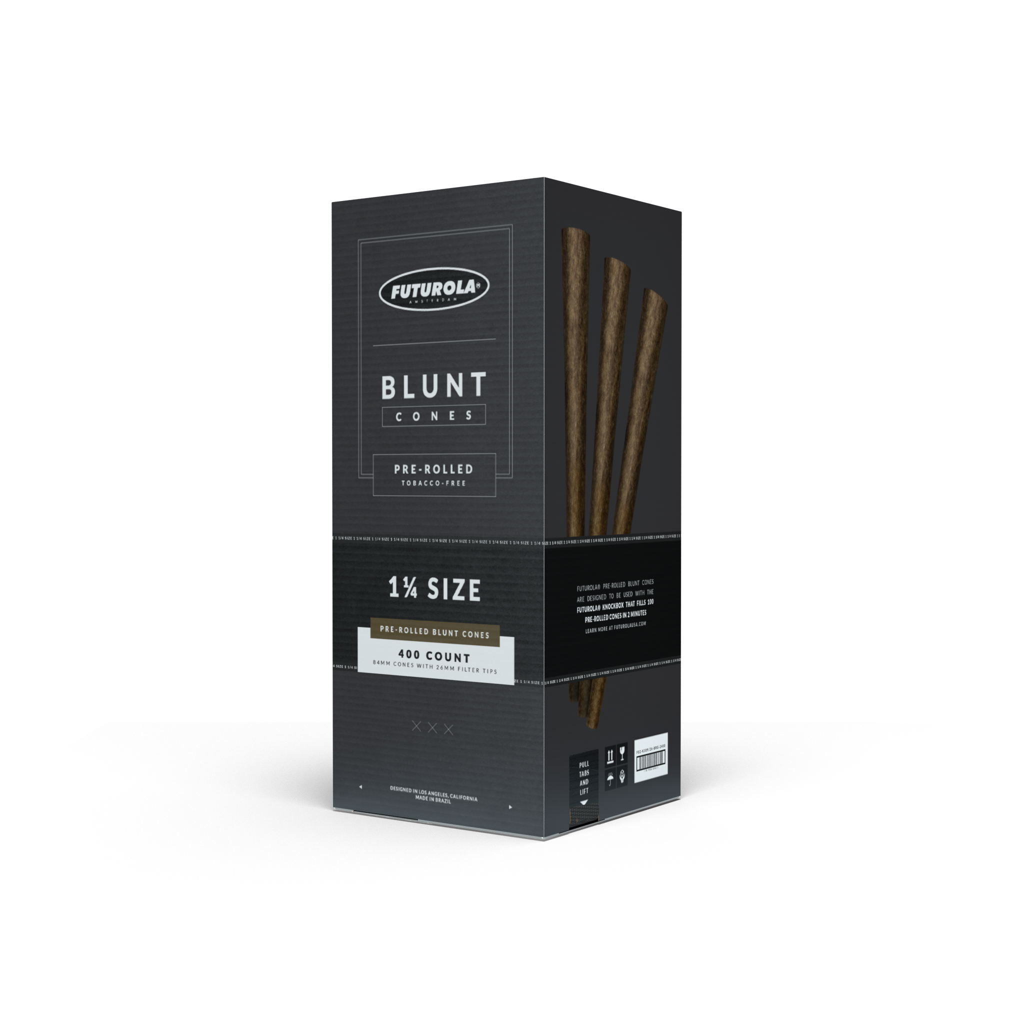 1¼ size pre-rolled blunt cones with 400 count, tobacco-free and high-quality materials for a smooth smoking experience.